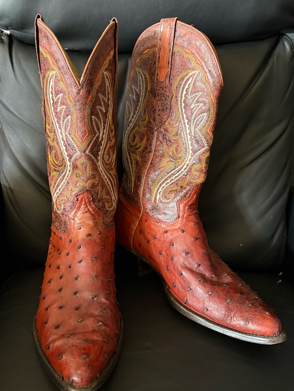 Men’s full quill ostrich boots size 11